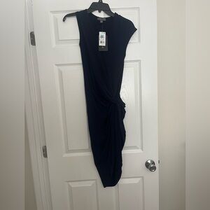 Chic Asymmetrical Navy Dress